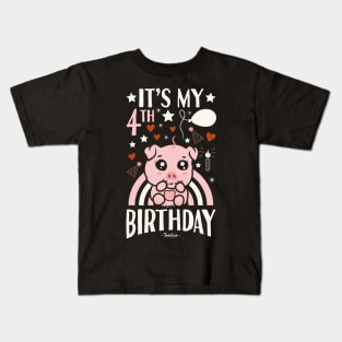 It's My 4th Birthday Pig Kids T-Shirt